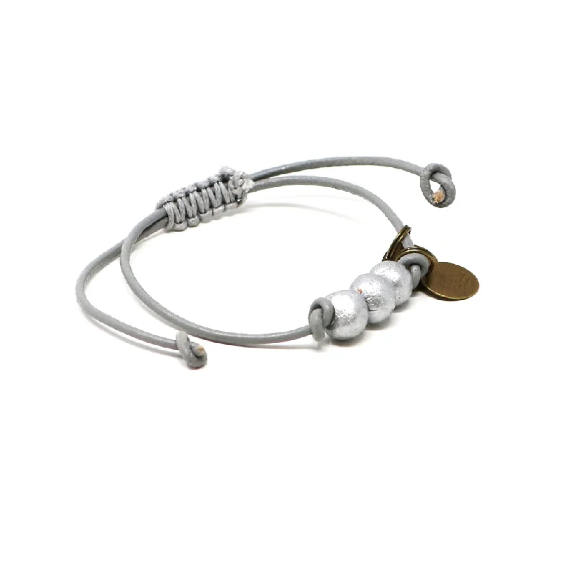 Silver Vegan Leather Pipeline Bracelet