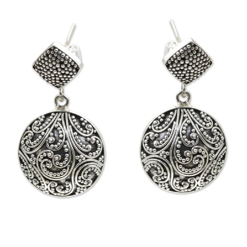 NOVICA Handmade Sterling Silver Tropical Rain Earrings (Indonesia) - 1.3*0.7