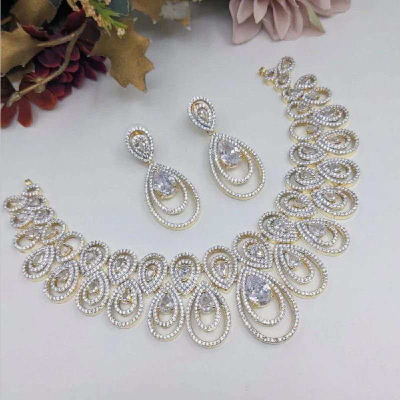 Aamrapali Gold Plated American Diamond Necklace Set