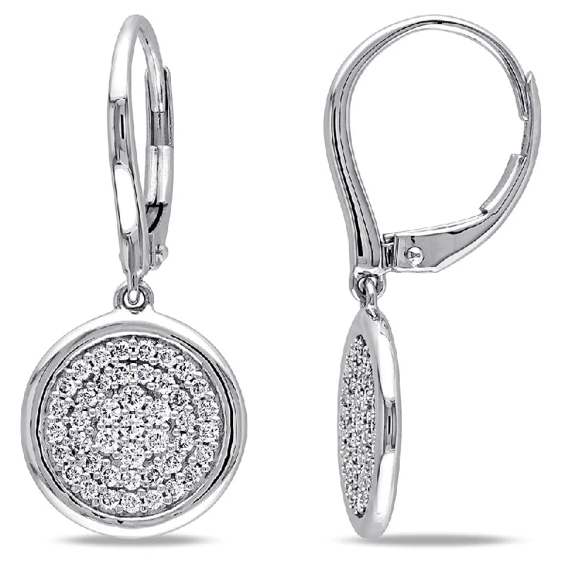 Miadora Signature Collection 14k White Gold 1/2ct TDW Diamond Circle Drop Earrings