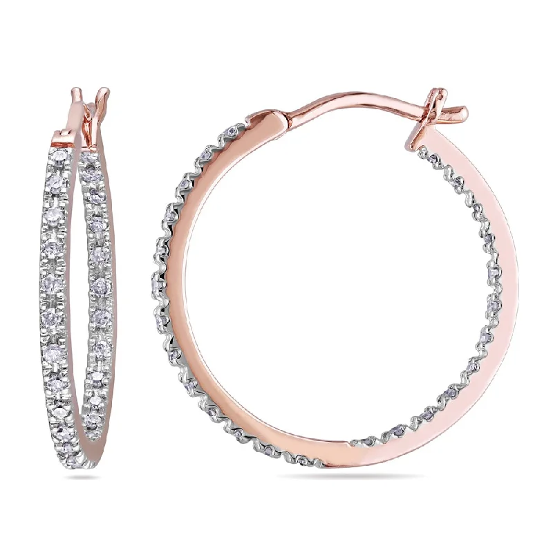 Miadora 10k Rose Gold 1/4ct TDW Diamond Hoop Earrings