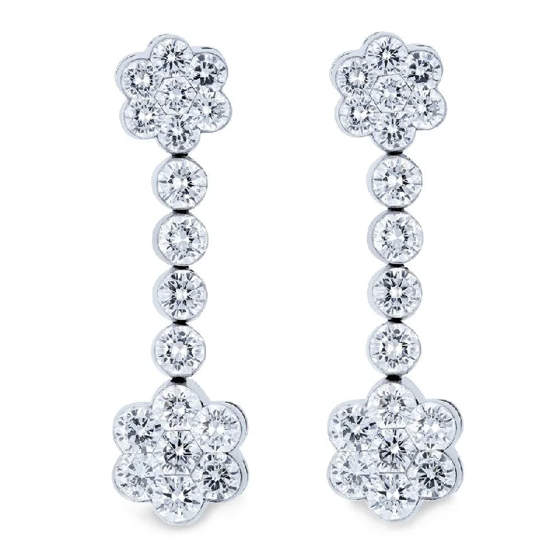 Annello by Kobelli 2 9/10ct TDW Diamond Drop Flower Earrings [pre-owned] - White