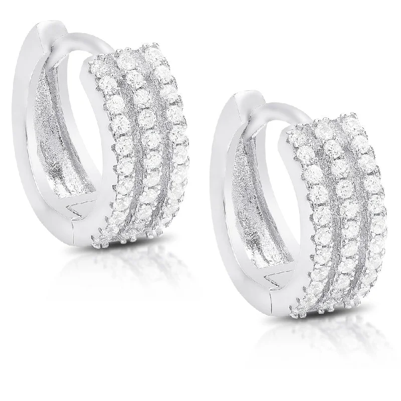 Samantha Stone Sterling Silver Cubic Zirconia Hoop Earrings