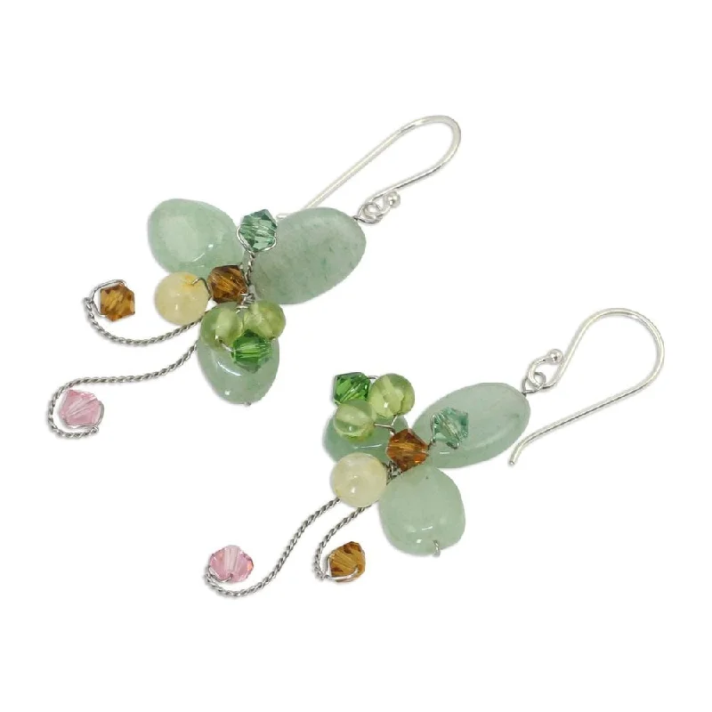 Sterling Silver Glistening Clover Multi-gemstone Earrings (Thailand) - 2L*0.9W