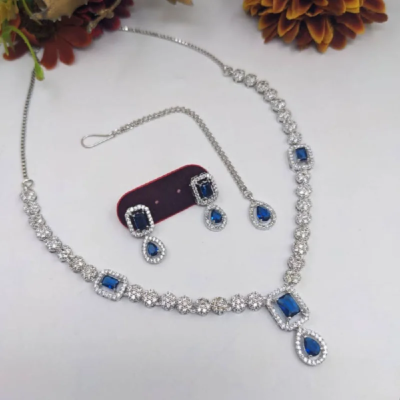 Aamrapali Silver Plated American Diamond Necklace Set