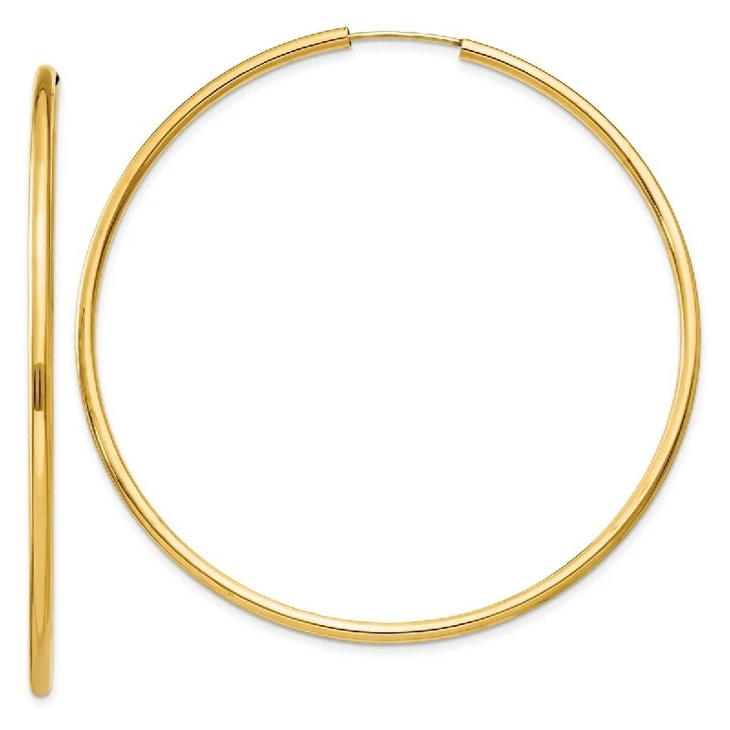 Curata 14k Yellow Gold 2x56mm Polished Round Endless Hoop Earrings