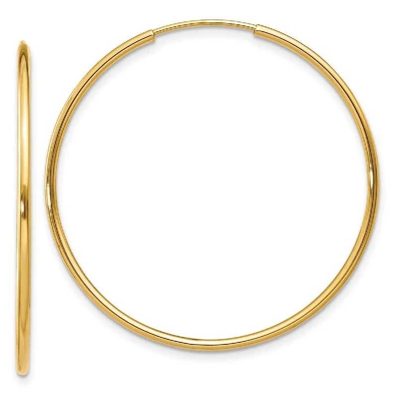 Curata 14k Yellow Gold tube 1.25x32mm Polished Round Endless Hoop Earrings