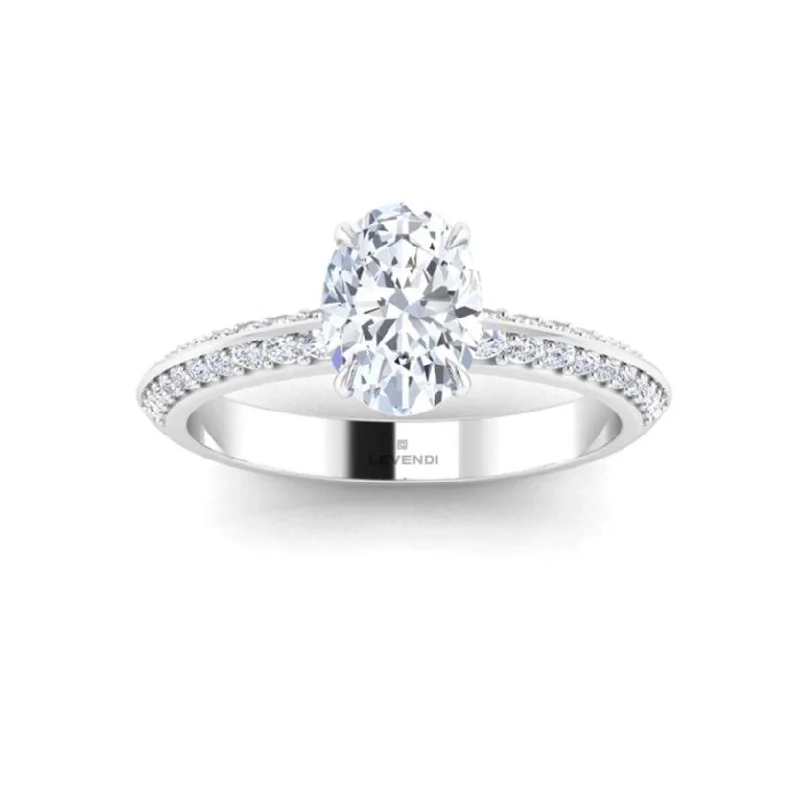 Oval Double Row Engagement Ring