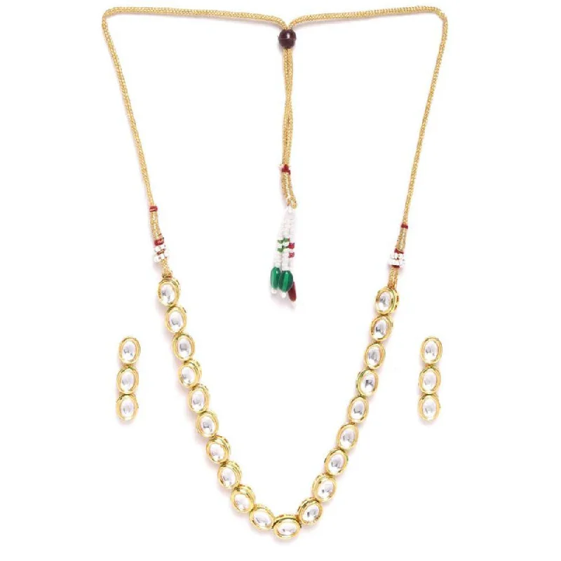 Shree Chamunda Jewellers Gold Plated Kundan Stone Necklace Set