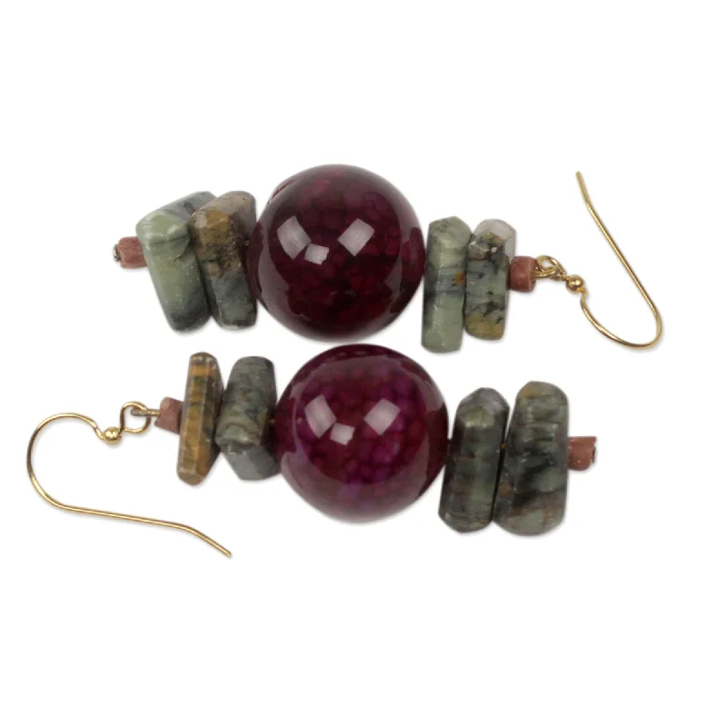 Soapstone 'Oboafo Ye Na' Agate Earrings (Ghana)