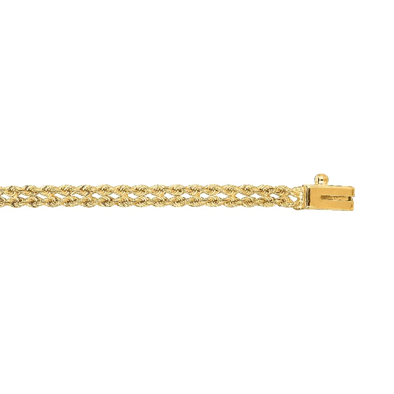 14kt 7 inches Yellow Gold 3.0mm Diamond Cut Multi Line Rope Chain with Box Catch Clasp