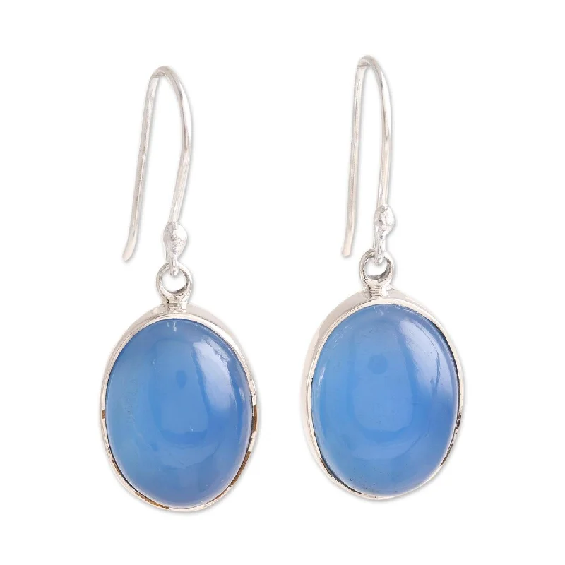 NOVICA Cool Ovals, Chalcedony dangle earrings - 1.4*0.5