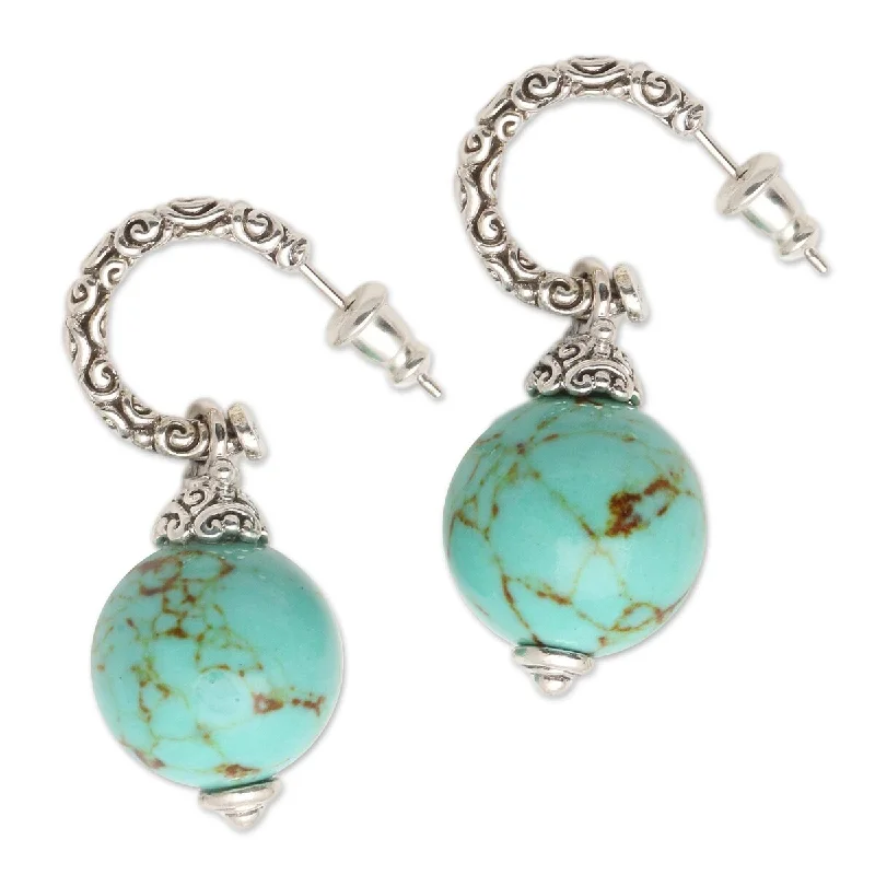 NOVICA Serene Planet, Sterling silver dangle earrings - 1.4*0.6