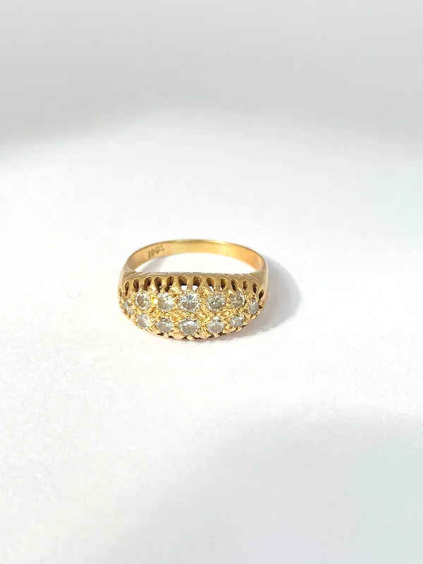 Antique, Edwardian, 18ct Gold Double Row Diamond  Ring, Hallmarked for 18ct Gold,  5.19g