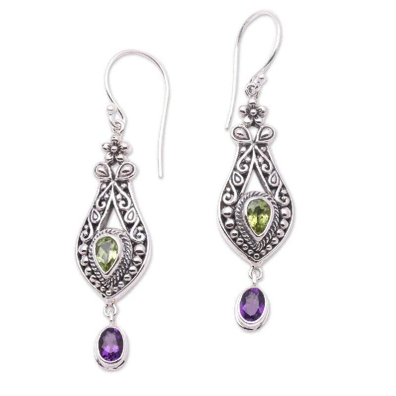 NOVICA Diverse Combination, Peridot and amethyst dangle earrings - 2.2*0.5