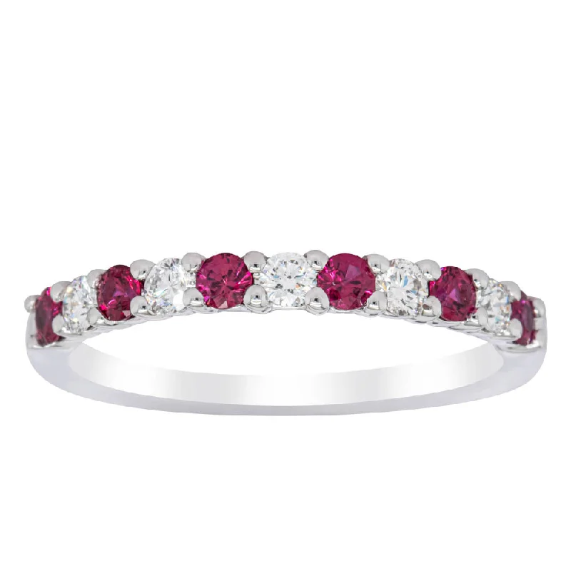 18ct White Gold Ruby & Diamond Panorama Band