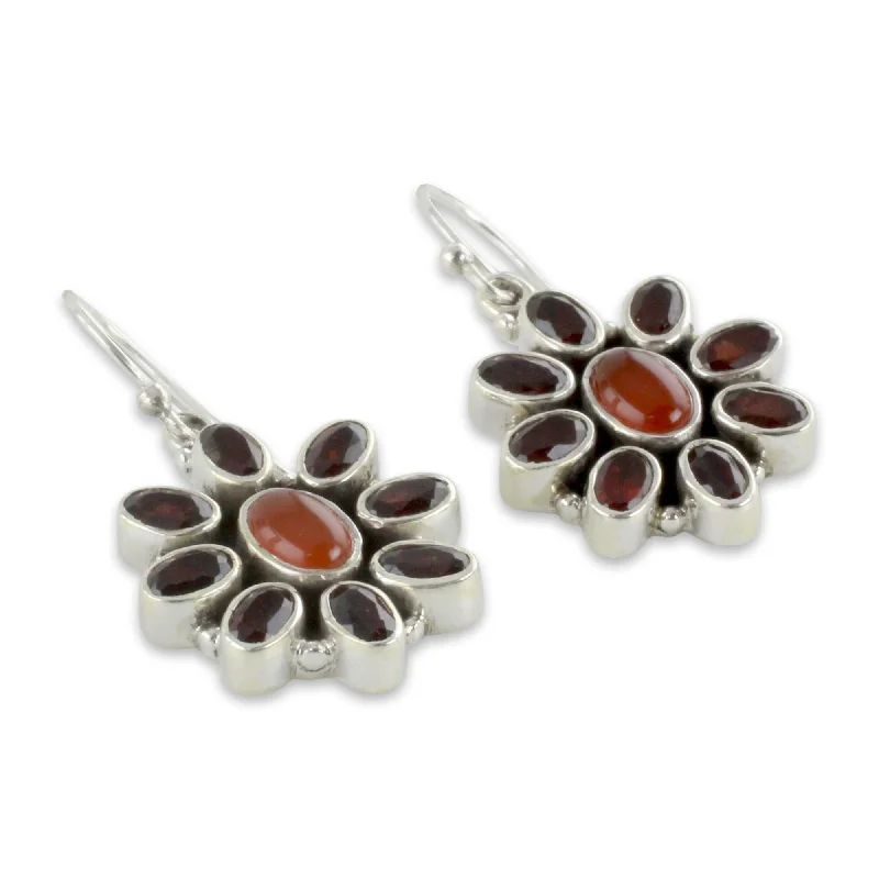 Sterling Silver Passionate Garnet Carnelian Earrings (India)