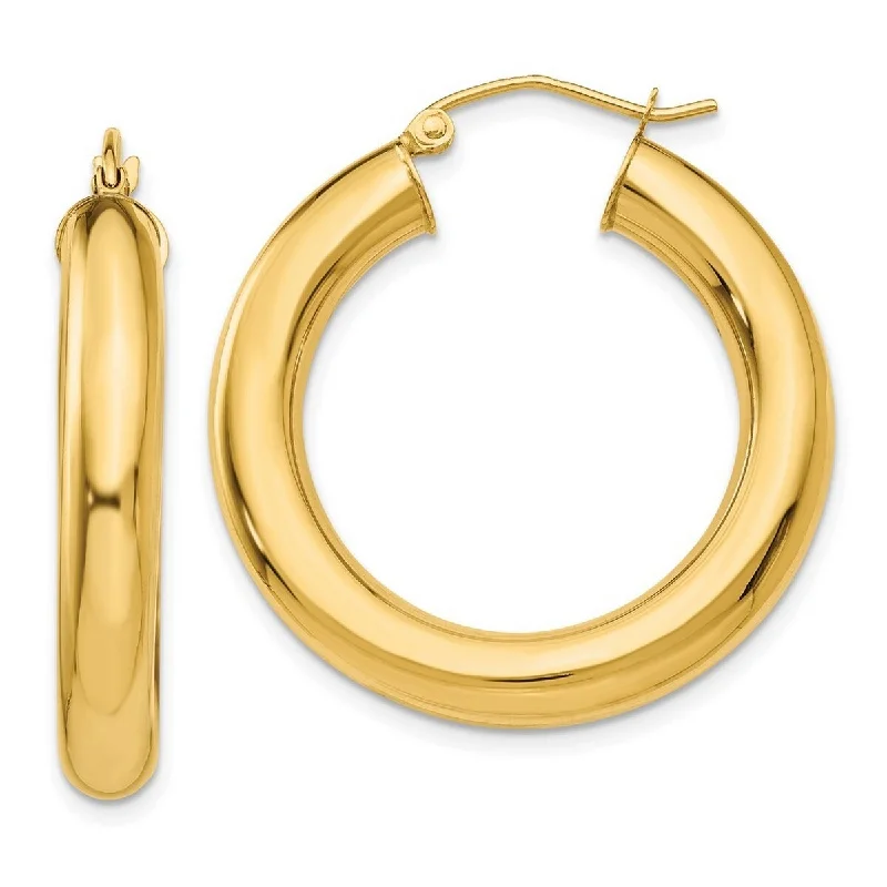 Curata 14k Yellow Gold Polished 30x5mm Tube Hoop Earrings