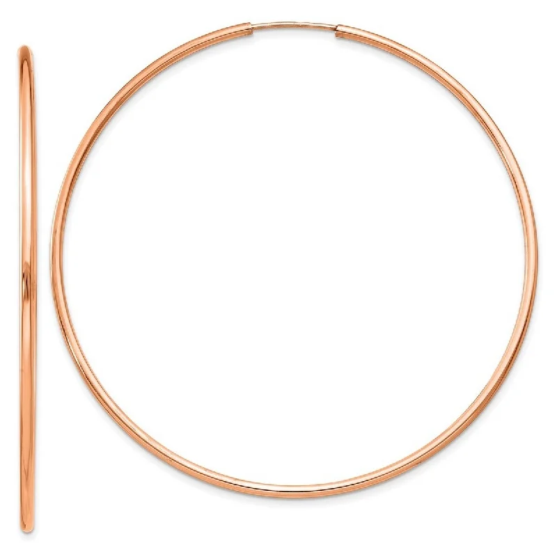 Curata 14k Rose Gold 1.5mm Polished Endless Hoop Earrings - 57.5x58mm Wide 1.5mm Thick