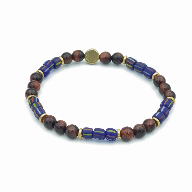 Gemstone And Java Glass Stretch Bracelet