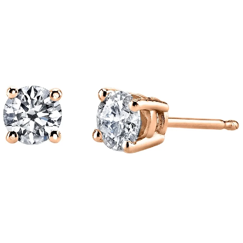 14k Rose Gold 1 ct Lab Grown Diamond Classic Stud Earrings