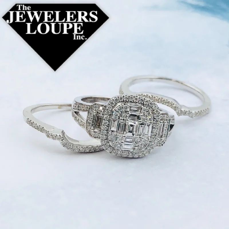 14K White Gold 1.21ctw Diamond Three Piece Ring Set (93358)