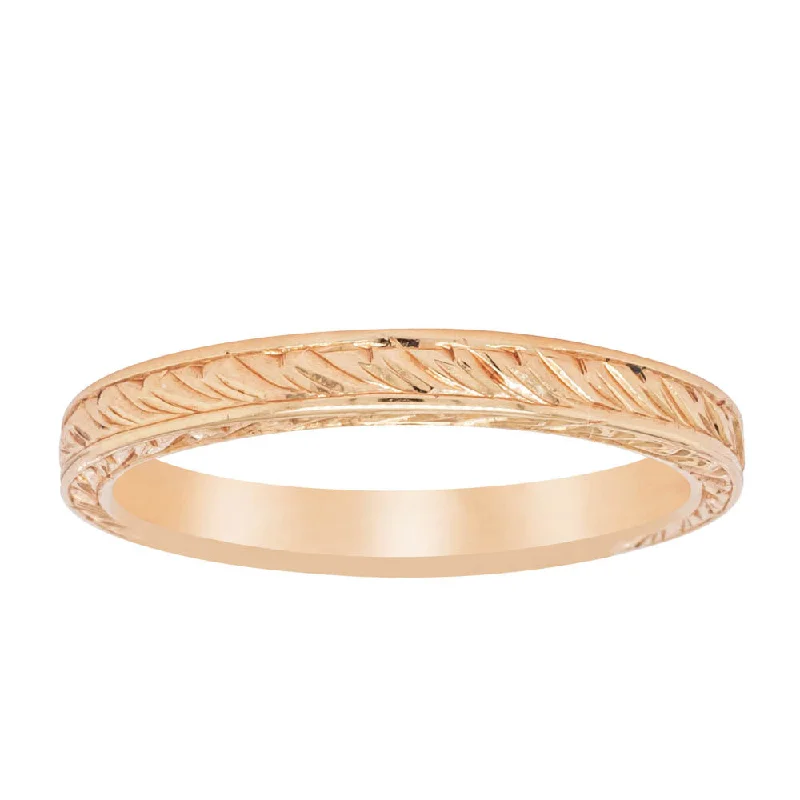 18ct Rose Gold Engraved Band