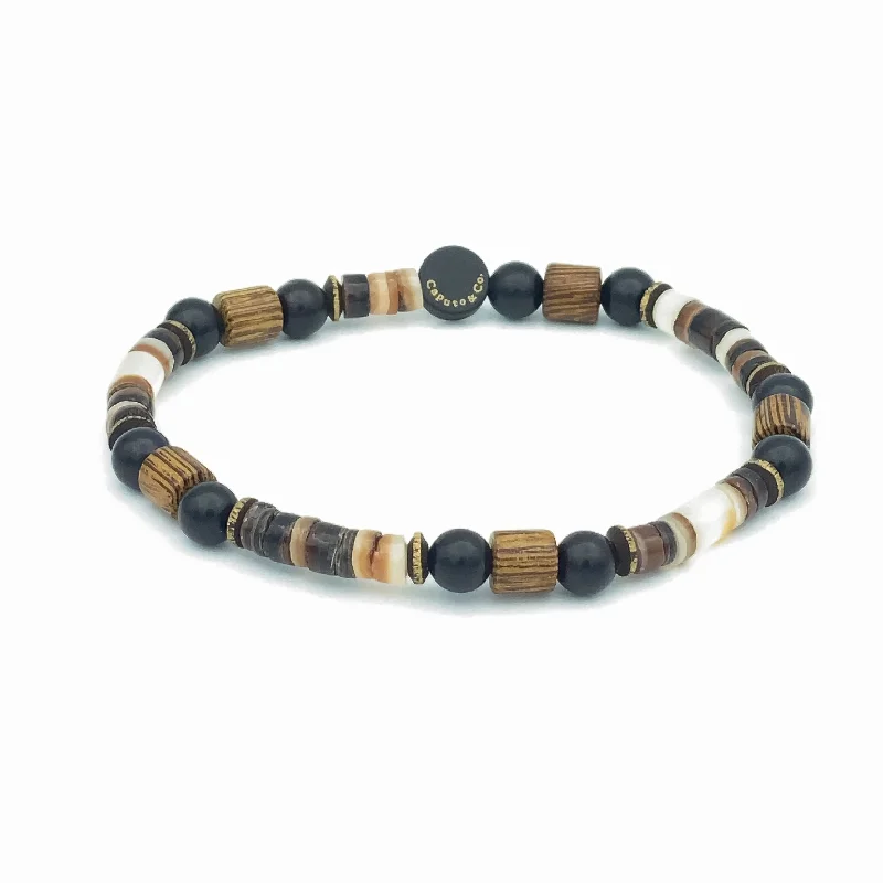 Shell and Wood Stretch Bracelet