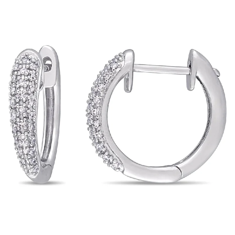 Miadora 14k White Gold 1/4ct TDW Diamond Hoop Earrings - N/A