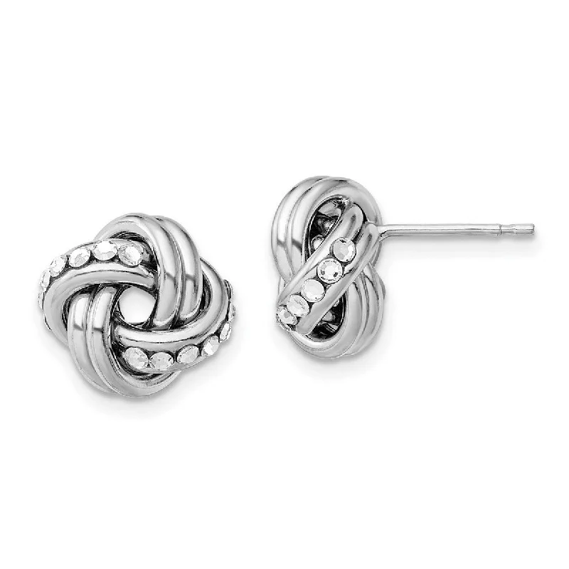 Curata 925 Sterling Silver Rhod.Crystal Textured Polished Love Knot Earrings Measures 12.15x11.7mm Wide