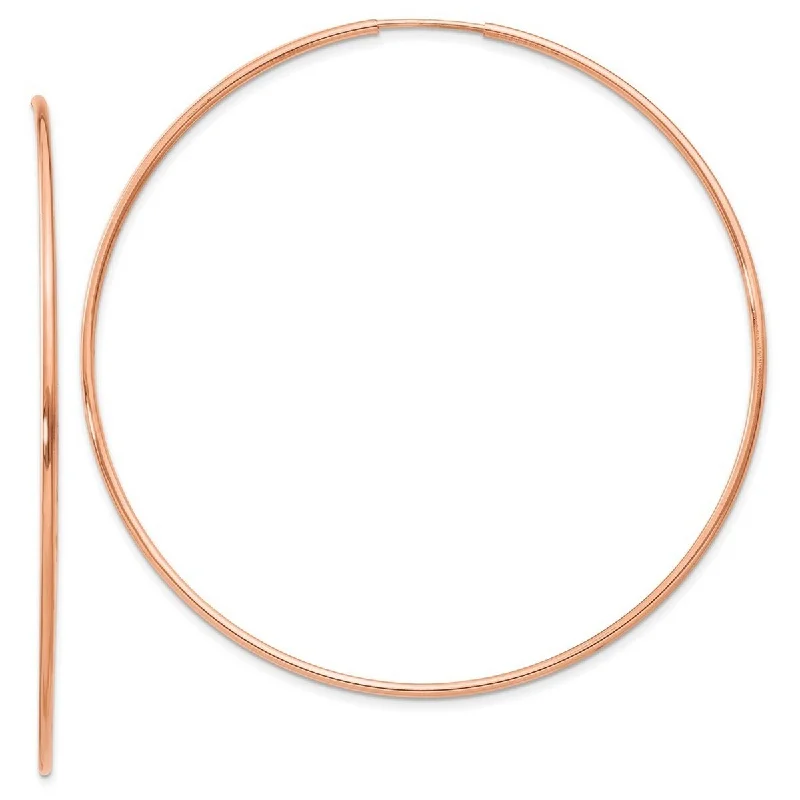 Curata 14k Rose Gold 1.2mm Polished Endless Hoop Earrings - 58x58.25mm Wide 1.25mm Thick