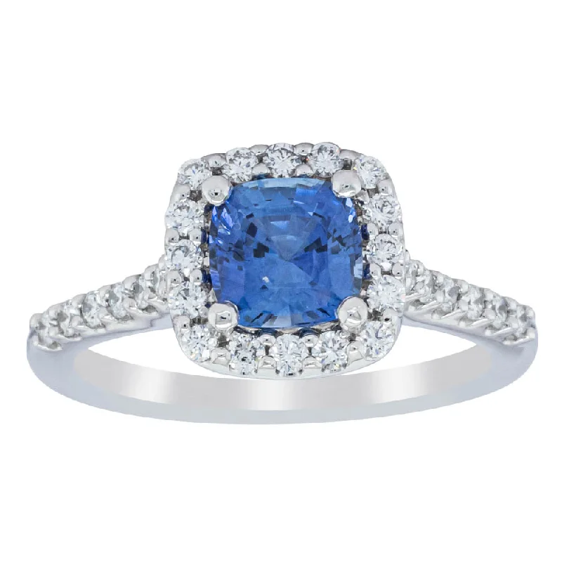 18ct White Gold 1.24ct Sapphire & Diamond Manhattan Ring