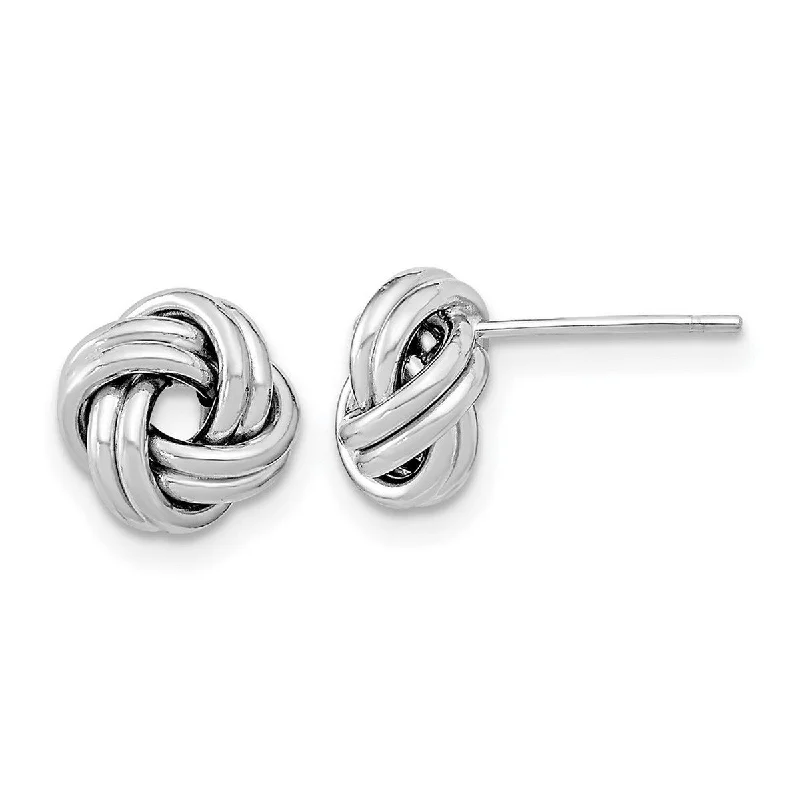 Curata 14k White Gold 9mm Polished Double Love Knot Post Earrings