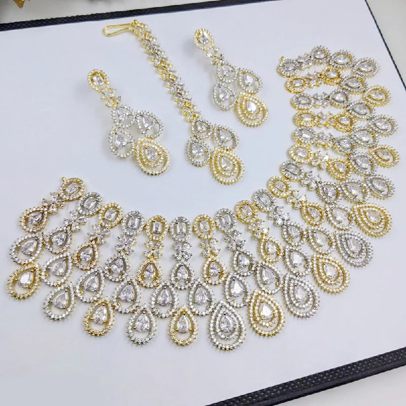 Aamrapali 2 Tone Plated American Diamond Necklace Set