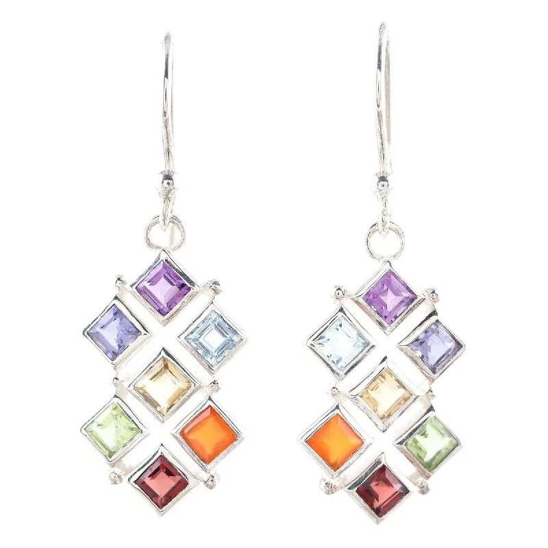 NOVICA Wellness, Multi-gemstone dangle earrings - 1.4*0.5