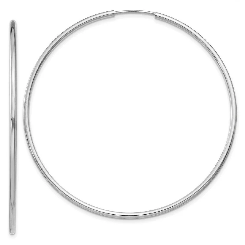 Curata 14k White Gold tube 50x1.5mm Polished Endless Hoop Earrings