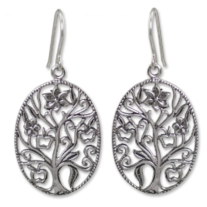 Handmade Sterling Silver 'Flowing Tree' Earrings (Thailand)