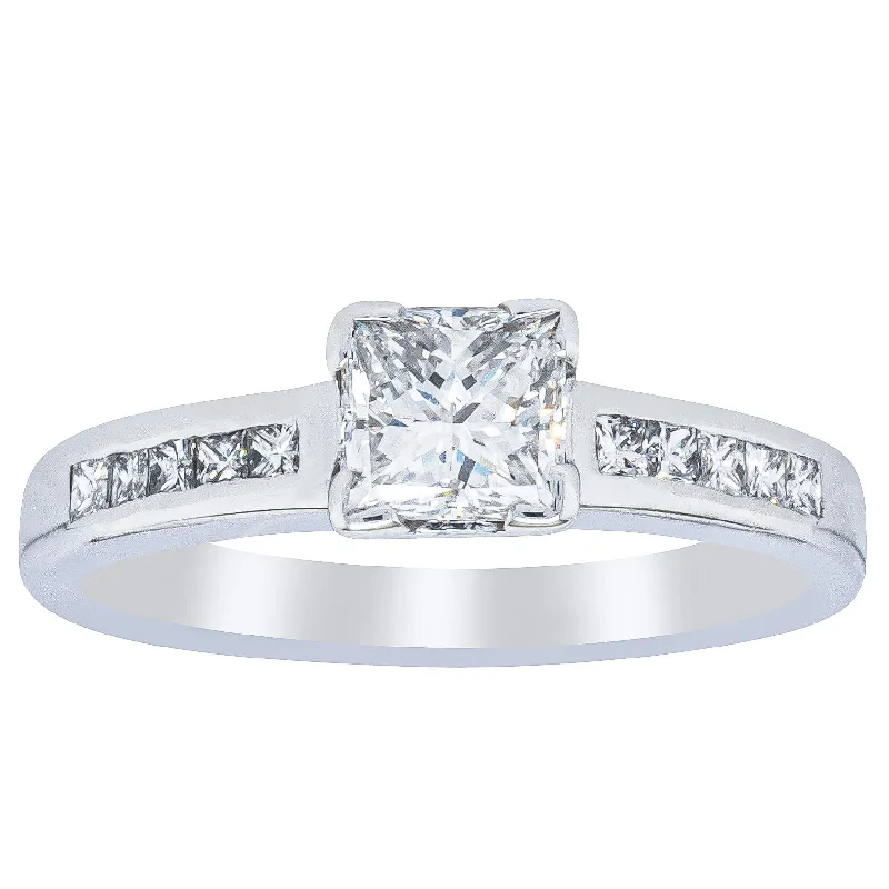 Deja Vu 18ct White Gold .75ct Princess Cut Diamond Ring