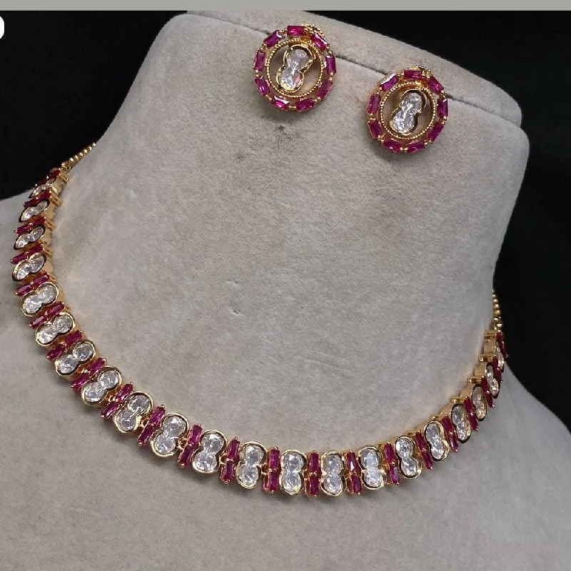 Shagna Gold Plated Polki Kundan Necklace Set