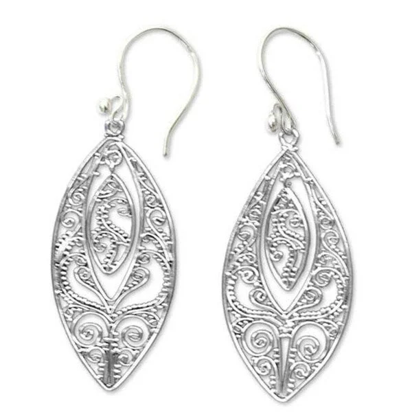 Handmade Sterling Silver 'Lace' Dangle Earrings (Indonesia)