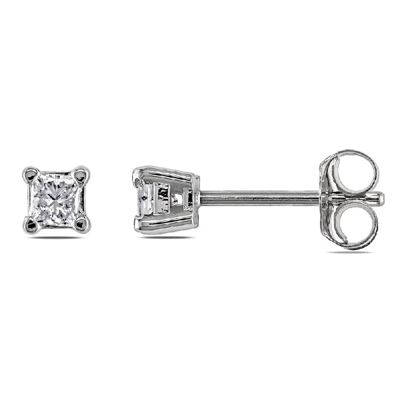 Miadora 14k White Gold 1/4ct TDW Princess-Cut Diamond Solitaire Stud Earrings