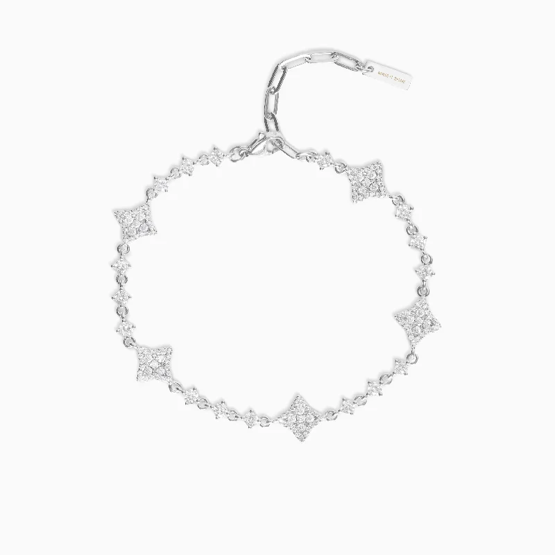 Bracelet Flower Tennis Argenté - Pierres blanches