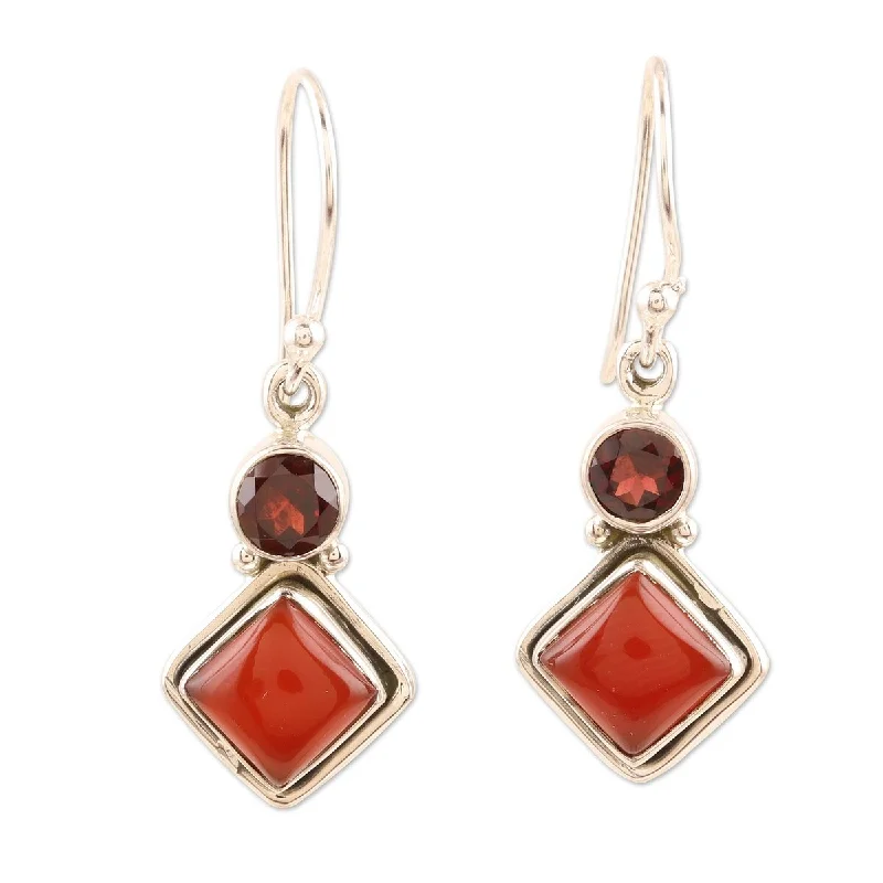 NOVICA Soaring Kite, Garnet and carnelian dangle earrings