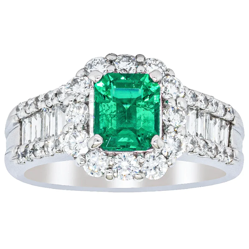 Deja Vu Platinum .87ct Emerald & Diamond Ring