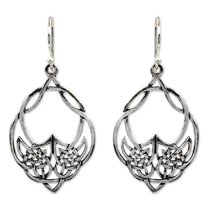 NOVICA Handmade Lotus Lace Sterling Silver Dangle Earrings