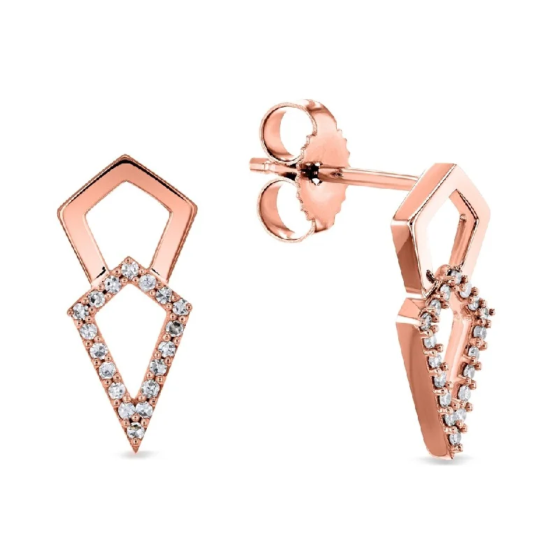 Annello by Kobelli Diamond Kite Arrow Earrings in 10k Rose or White Gold