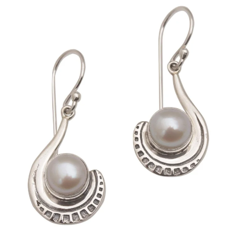 NOVICA Marking Time, Cultured pearl dangle earrings - 1.2*0.5