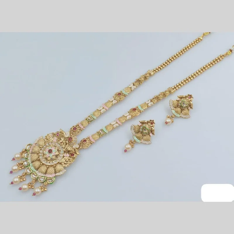 Rani Sati Jewels Gold Plated Kundan Stone And Meenakari Long Necklace Set