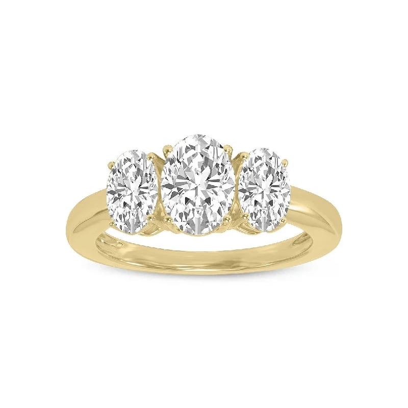 Marquee 1.50 CTW Three Stone Oval Shape Lab Grown Diamond Ring in 14K Yellow Gold