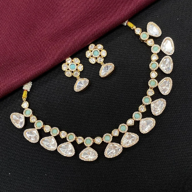 Amoliya Jewels Gold Plated Polki Kundan Necklace Set